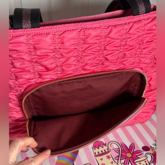 COACH RUCHED NYLON COURT Pink Tote Bag Diaper Bag Travel Bag Overnight Bag New - Picture 13 of 14